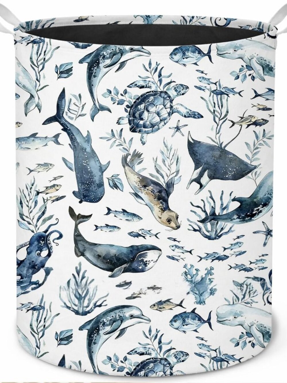 Kids Soft side Laundry Basket / Toy Storage - Marine Animals